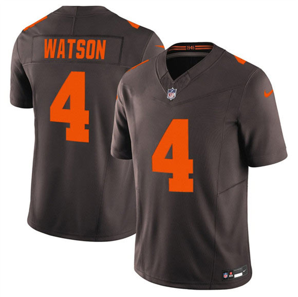 Men's Cleveland Browns 4 Deshaun Watson Brown 2025 F.U.S.E. Alpha Dawg Limited Football Stitched Jersey