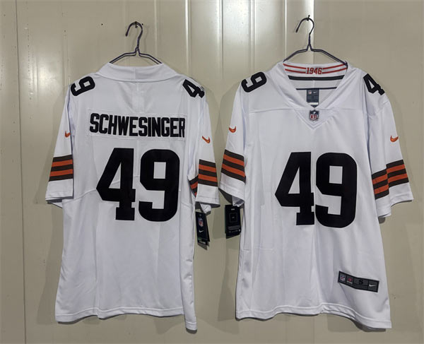 Men's Cleveland Browns 49 Carson Schwesinger White 2026 Vapor Limited Football Stitched Jersey Men's Cleveland Browns 49 Carson Schwesinger White 2026 Vapor Limited Football Stitched Jersey