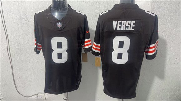 Men's Cleveland Browns 8 Jared Verse Brown 2026 Vapor Limited Football Stitched Jersey Men's Cleveland Browns 8 Jared Verse Brown 2026 Vapor Limited Football Stitched Jersey
