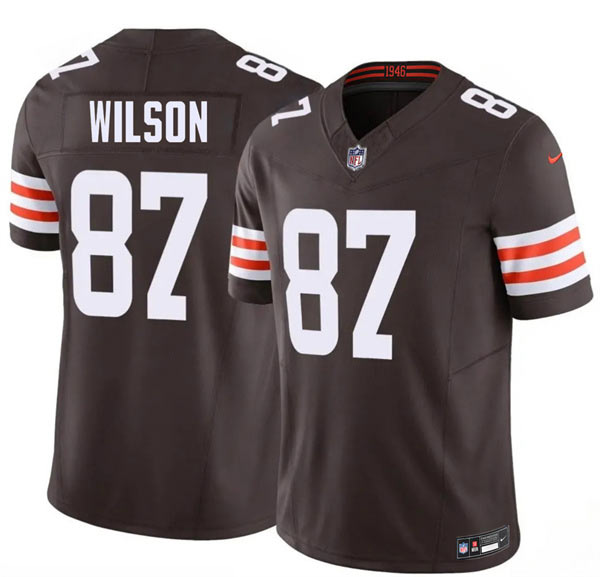 Men's Cleveland Browns 87 Kole Wilson Brown 2026 Draft F.U.S.E. Vapor Limited Football Stitched Jersey