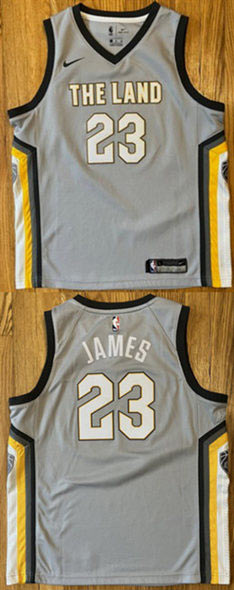 Men's Cleveland Cavaliers 23 LeBron James Gray City Edition Stitched Basketball Jersey
