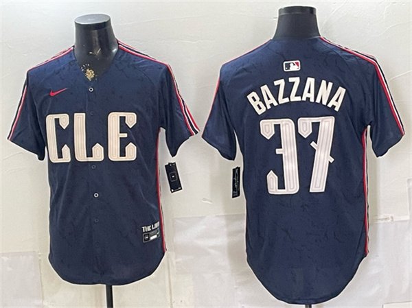 Men's Cleveland Guardians 37 Travis Bazzana Navy 2024 City Connect Limited Stitched Baseball Jersey Men's Cleveland Guardians 37 Travis Bazzana Navy 2024 City Connect Limited Stitched Baseball Jersey