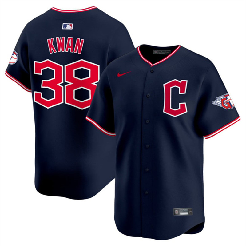 Men's Cleveland Guardians 38 Steven Kwan Navy 2025 Alternate Limited Stitched Baseball Jersey