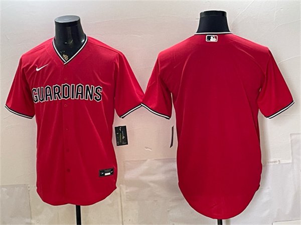 Men's Cleveland Guardians Blank Red Cool Base Stitched Baseball Jersey Men's Cleveland Guardians Blank Red Cool Base Stitched Baseball Jersey