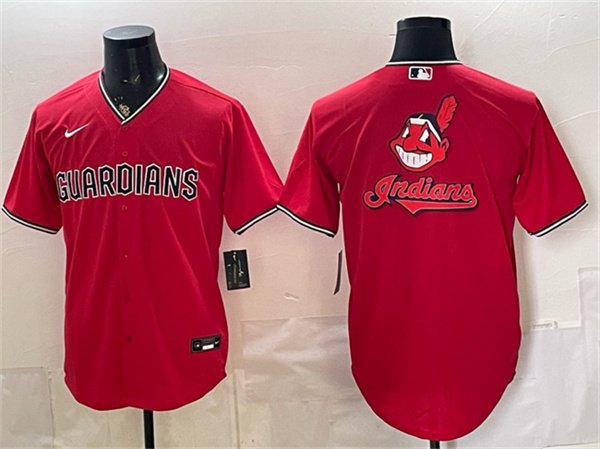 Men's Cleveland Guardians Team Big Logo Red Cool Base Stitched Baseball Jersey Men's Cleveland Guardians Team Big Logo Red Cool Base Stitched Baseball Jersey