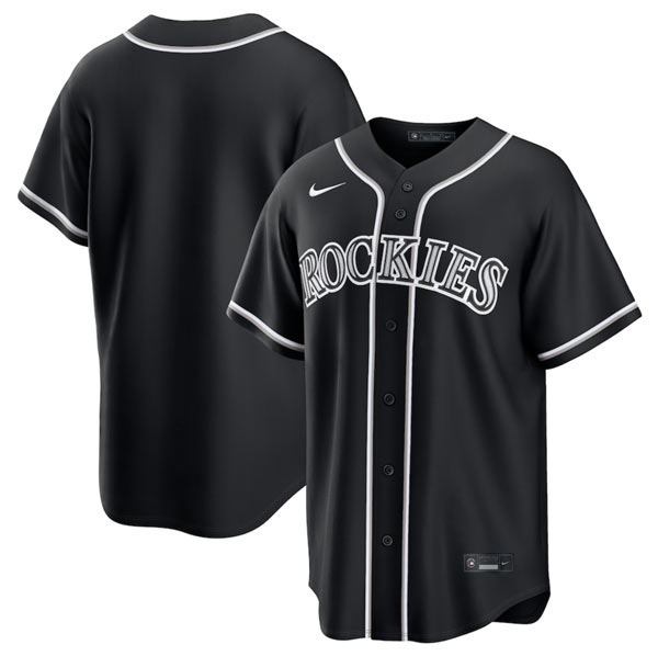 Men's Colorado Rockies Blank Black Out Stitched Baseball Jersey