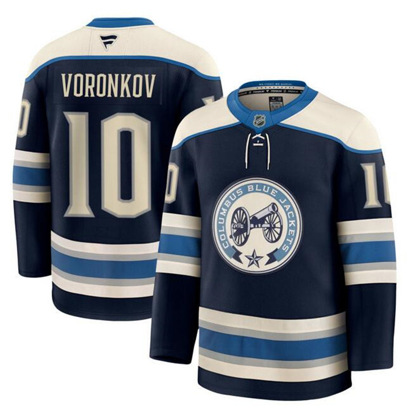 Men's Columbus Blue Jackets 10 Dmitri Voronkov Navy 2024 25 Alternate Stitched Hockey Jersey