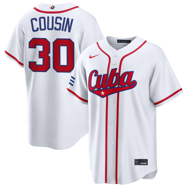 Men's Cuba Baseball 30 Josimar Cousin White 2026 World Baseball Classic Home Stadium Stitched Jersey