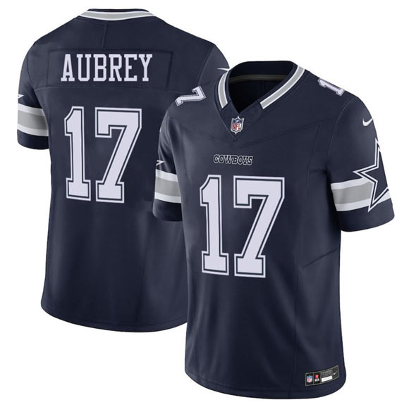 Men's Dallas Cowboys 17 Brandon Aubrey Navy 2025 F.U.S