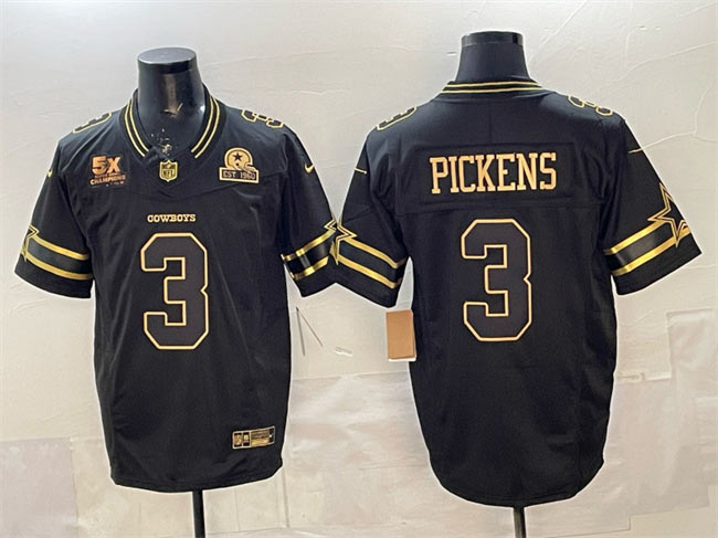 Men's Dallas Cowboys 3 George pickens Black 2025 F.U.S.E. With 5x Super Bowl Champions & Established In 1960 Patch Vapor Limited Stitched Football Jersey