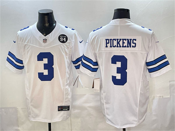 Men's Dallas Cowboys 3 George pickens Navy F.U.S.E. 94 Marshawn Kneeland Memorial Patch Vapor Limited Stitched Football Jersey