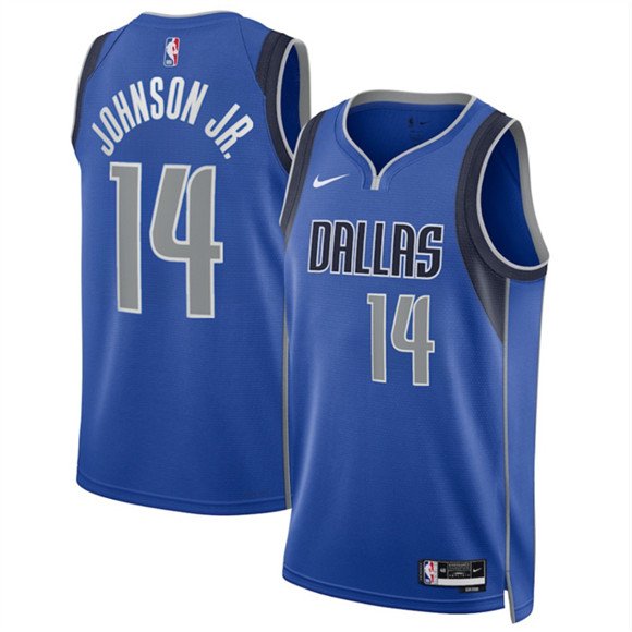 Men's Dallas Mavericks 14 Morez Johnson Jr Blue 2026 Draft Icon Edition Stitched Basketball Jersey