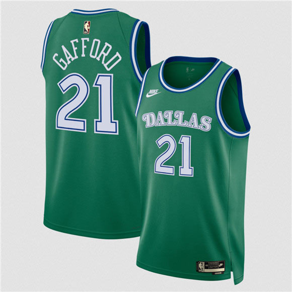 Men's Dallas Mavericks 21 Daniel Gafford Green 2025 Classic Edition Stitched Basketball Jersey