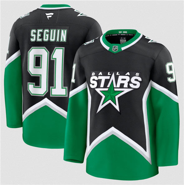 Men's Dallas Stars 91 Tyler Seguin Black 2025 26 Alternate Stitched Hockey Jersey