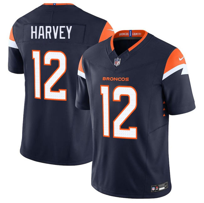 Men's Denver Broncos 12 RJ Harvey Navy F.U.S.E. Vapor Limited Football Stitched Jersey