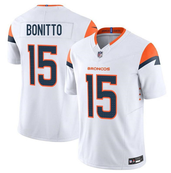 Men's Denver Broncos 15 Nik Bonitto White F.U.S.E. Vapor Limited Football Stitched Jersey