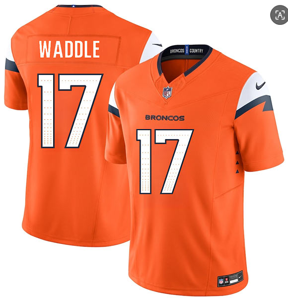 Men's Denver Broncos 17 Jaylen Waddle Orange 2026 F.U.S.E