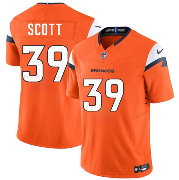 Men's Denver Broncos 39 Miles Scott Orange 2026 Draft F.U.S.E. Vapor Limited Football Stitched Jersey