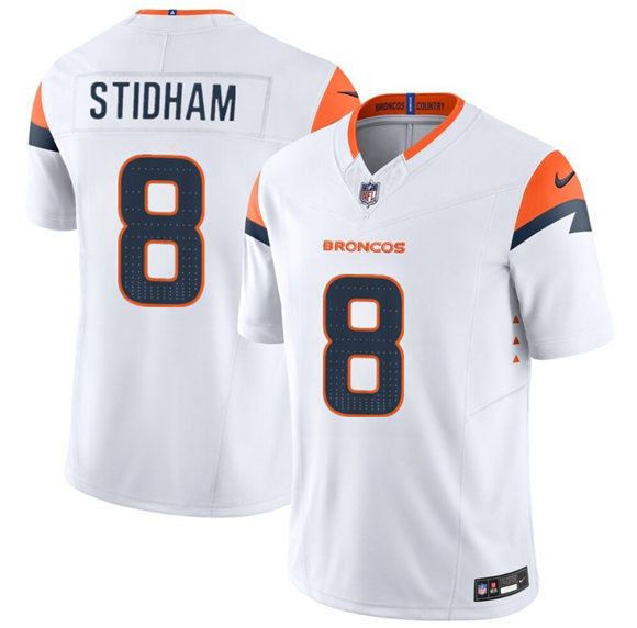 Men's Denver Broncos 8 Jarrett Stidham White 2025 F.U.S.E. Vapor Limited Football Stitched Jersey
