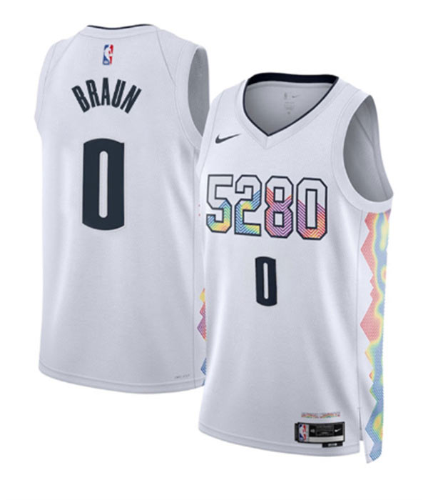 Men's Denver Nuggets 0 Christian Braun White 2024 25 City Edition Stitched Basketball Jersey
