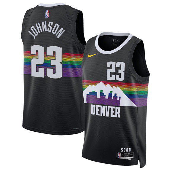 Men's Denver Nuggets 23 Cameron Johnson Black 2025 26 City Edition Stitched Basketball Jersey