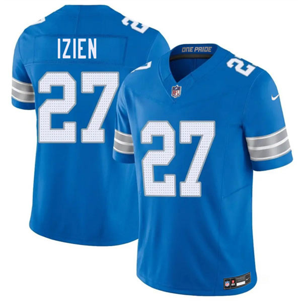 Men's Detroit Lions 27 Christian Izien Blue 2026 F.U.S.E. Vapor Limited Football Stitched Game Jersey