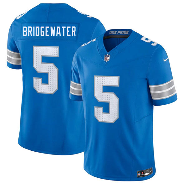 Men's Detroit Lions 5 Teddy Bridgewater Blue 2026 F.U.S.E. Vapor Limited Football Stitched Game Jersey