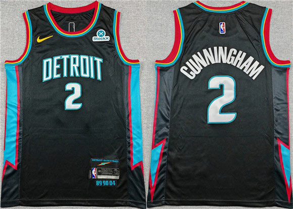 Men's Detroit Pistons 2 Cade Cunningham Black 2025 26 City Edition Stitched Basketball Jersey