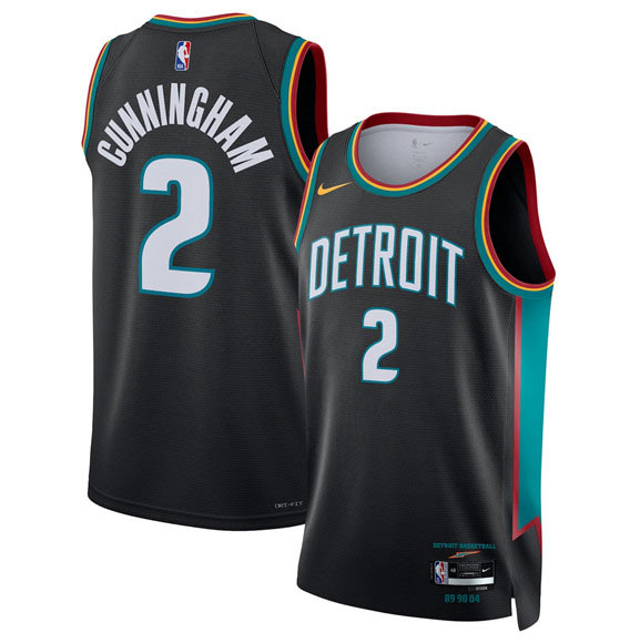 Men's Detroit Pistons 2 Cade Cunningham Cade Cunningham Black 2025 26 City Edition Stitched Basketball Jersey
