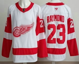 Men's Detroit Red Wings 23 Lucas Raymond White Authentic Jersey