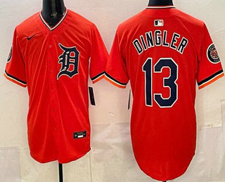 Men's Detroit Tigers 13 Dillon Dingler Orange Limited Jersey