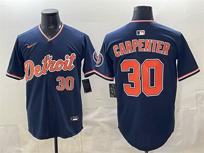 Men's Detroit Tigers 30 Kerry Carpenter Navy 2026 Alternate Vapor Premier Limited Stitched Baseball Jersey