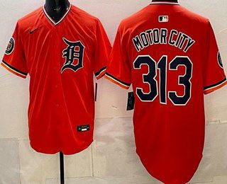 Men's Detroit Tigers 313 Motor City Orange Limited Jersey