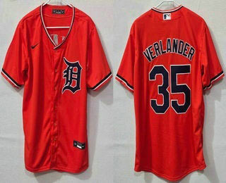 Men's Detroit Tigers 35 Justin Verlander Orange Cool Base Jersey