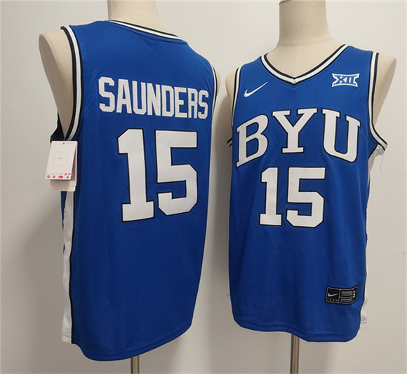 Men's Duke Blue Devils 15 Richie Saunders Blue Stitched Basketball Jersey