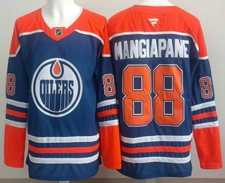 Men's Edmonton Oilers 88 Andrew Mangiapane Blue Authentic Jersey