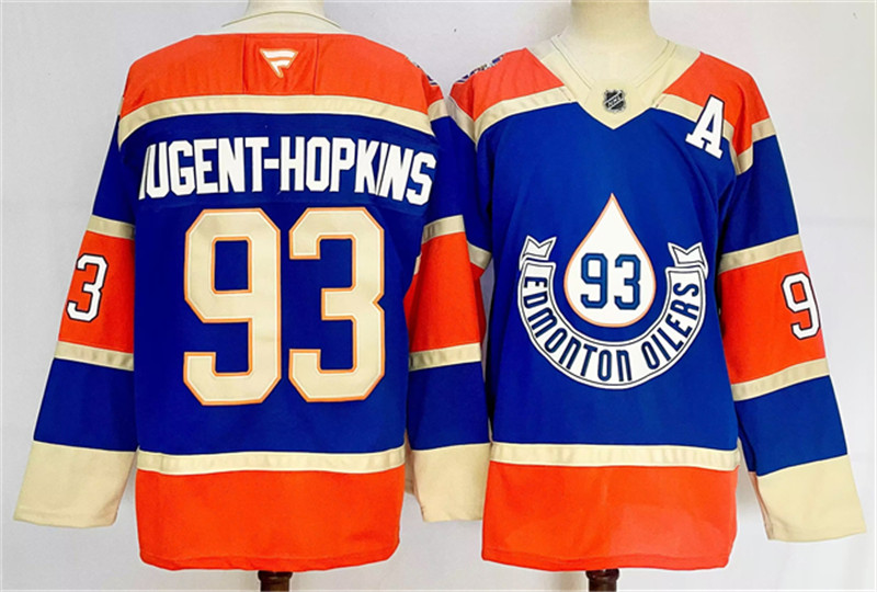 Men's Edmonton Oilers 93 Ryan Nugent Hopkins Royal 2024 25 With A Patch Heritage Classic Primegreen Stitched Jersey