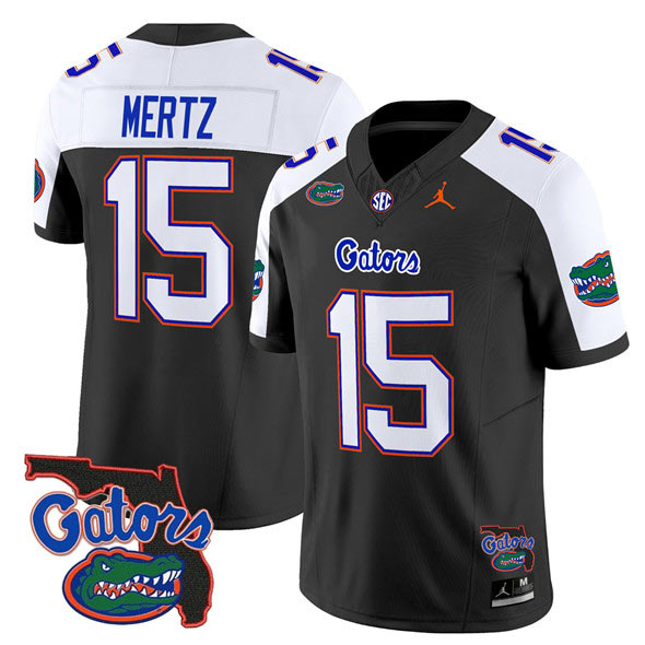 Men's Florida Gators 15 Graham Mertz Black Alternate 2024 F.U.S.E. Florida Patch Vapor Limited Stitched Football Jersey