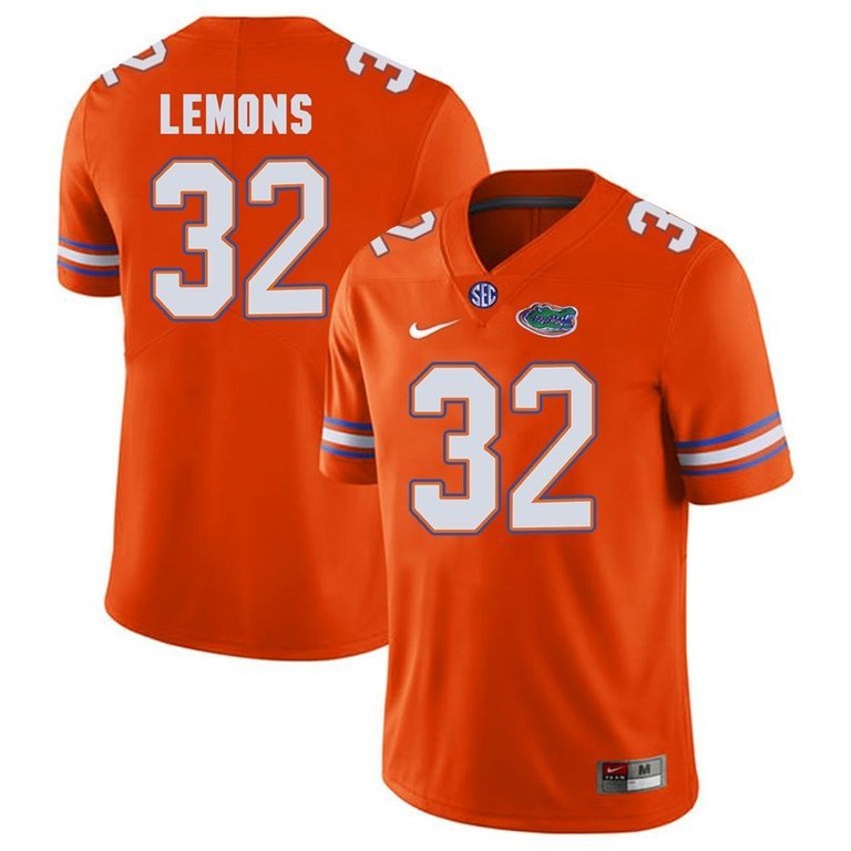 Men's Florida Gators 32 Adarius Lemons Football Orange Player Performance Jersey