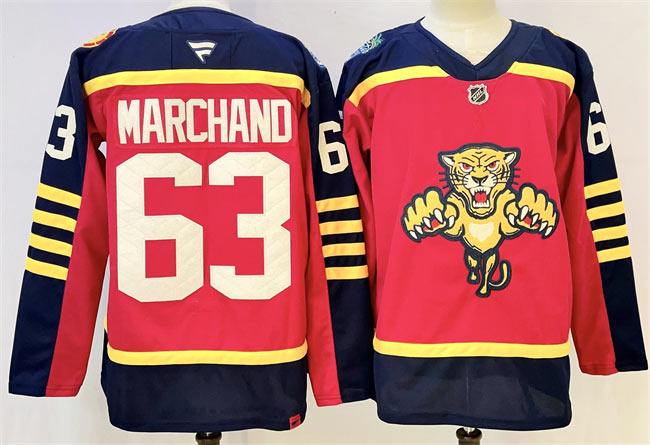 Men's Florida Panthers 63 Brad Marchand Red 2026 2026 Winter Classic Stitched Hockey Jersey