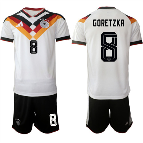 Men's Germany 8 GORETZKA National Team FIFA x World Cup 2026 Home White On Field Jersey