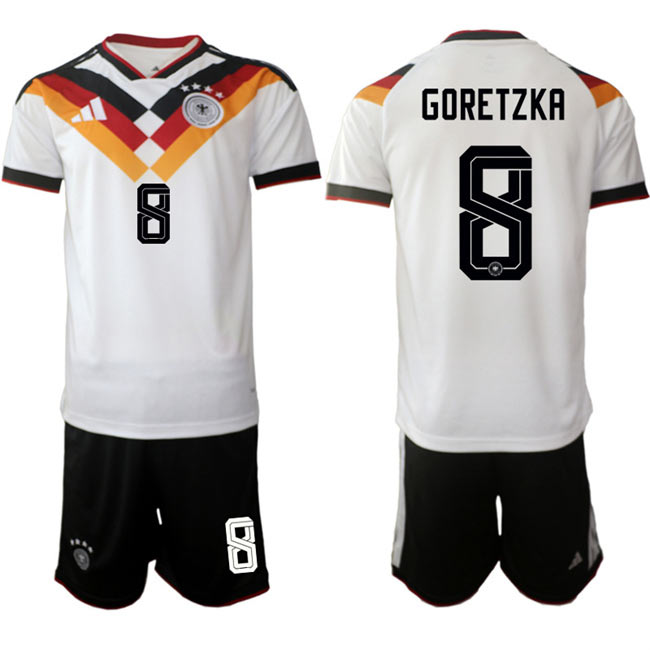 Men's Germany 8 Leon Goretzka White 2025 26 Home Soccer Jersey Suit