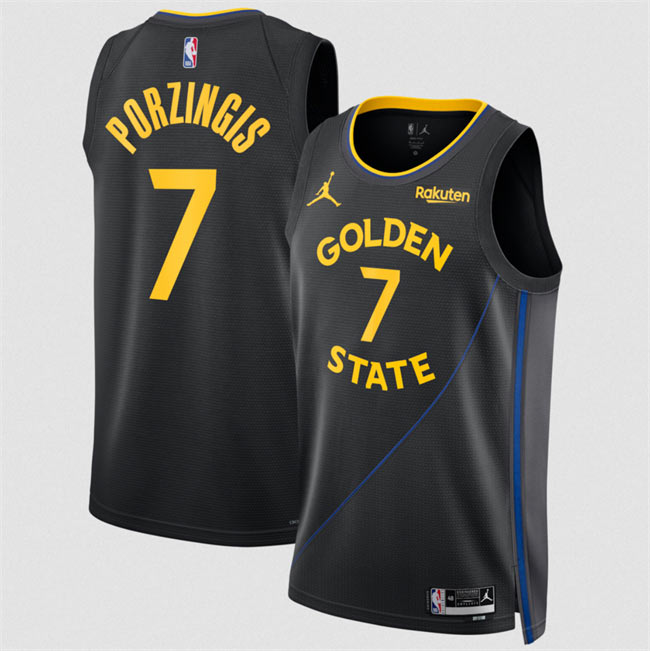 Men's Golden State Warriors 7 Kristaps Porzingis Black 2026 Statement Edition Stitched Basketball Jersey