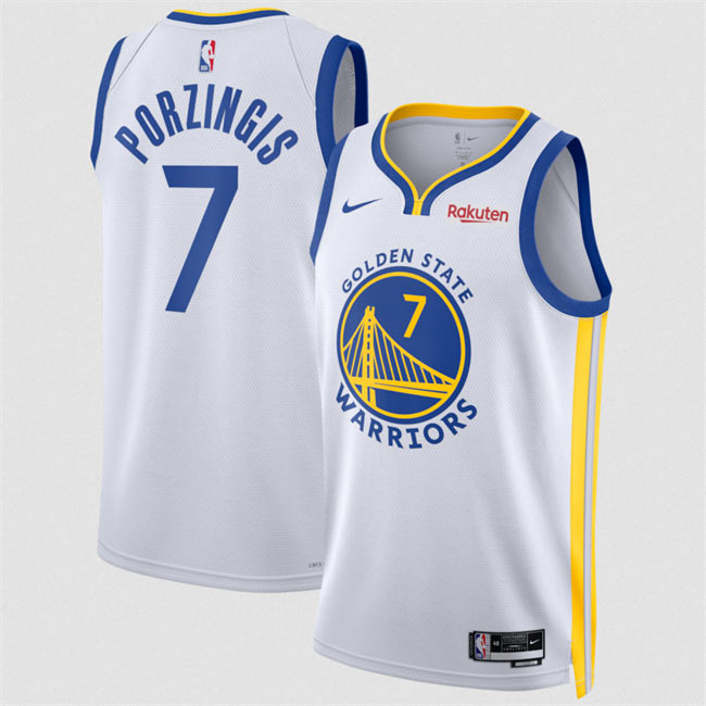 Men's Golden State Warriors 7 Kristaps Porzingis White 2026 Association Edition Swingman Stitched Basketball Jersey