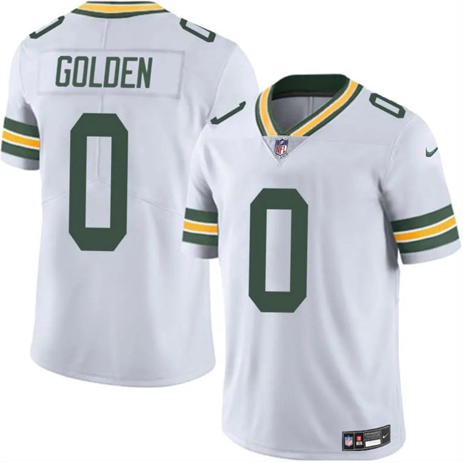 Men's Green Bay Packers 0 Matthew Golden White 2025 Vapor Untouchable Limited Football Stitched Jersey
