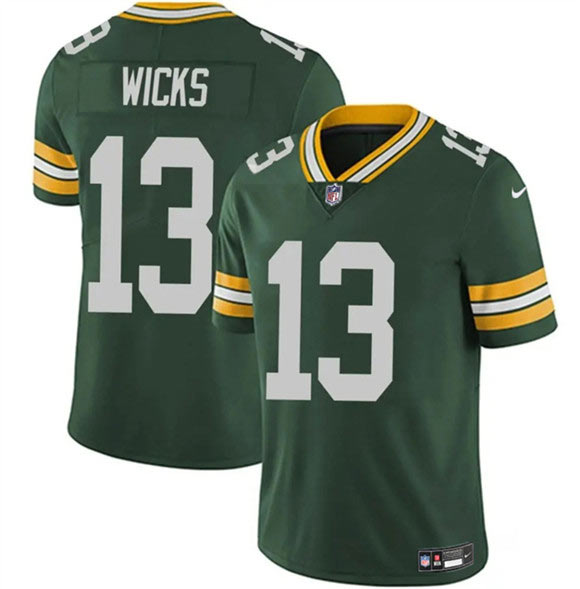 Men's Green Bay Packers 13 Dontayvion Wicks Green 2025 Vapor Untouchable Limited Football Stitched Jersey