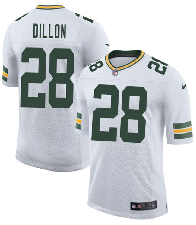 Men's Green Bay Packers 28 A. J. Dillon White 2025 New Vapor Untouchable Limited Football Stitched Jersey