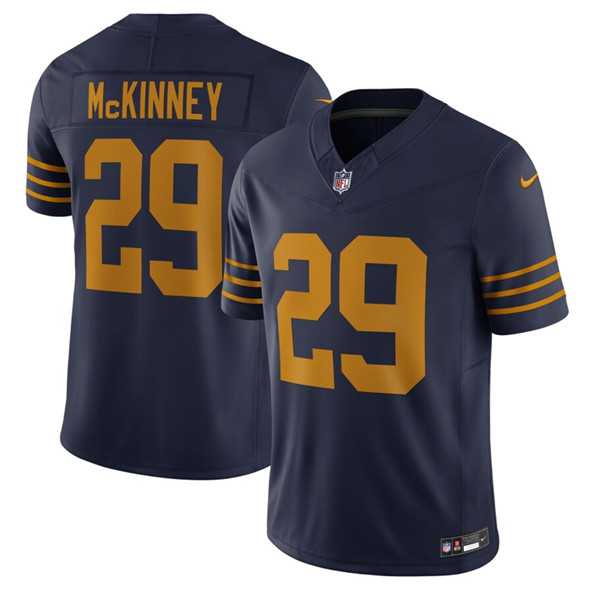 Men's Green Bay Packers 29 Xavier McKinney Navy The 1923 Classic Vapor F.U.S.E. Limited Football Stitched Jersey