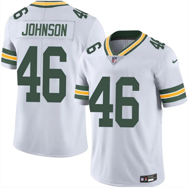 Men's Green Bay Packers 46 Amar Johnson White 2025 Vapor Untouchable Limited Football Stitched Jersey