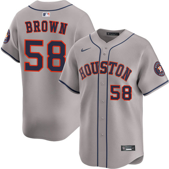 Men's Houston Astros 58 Hunter Brown Gray 2025 Limited Stitched Baseball Jersey